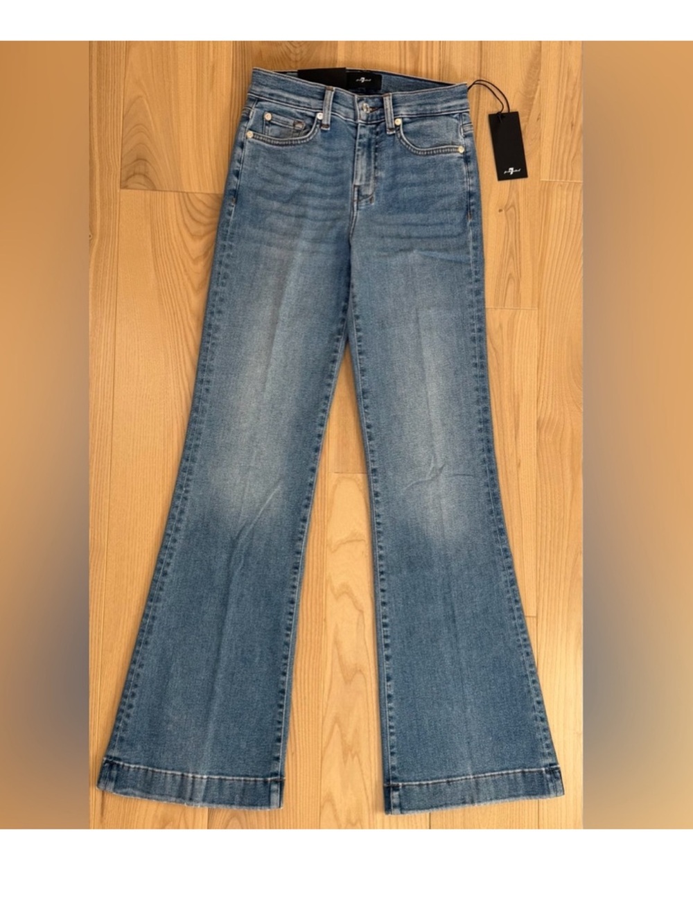7 For All Mankind Tailorless Dojo Jeans Women's Flare Leg Trousers NWT Size 24 - Picture 3 of 7